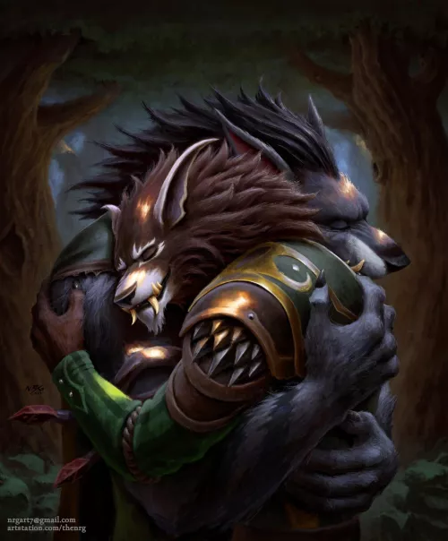 Hugging a friend (art by me)