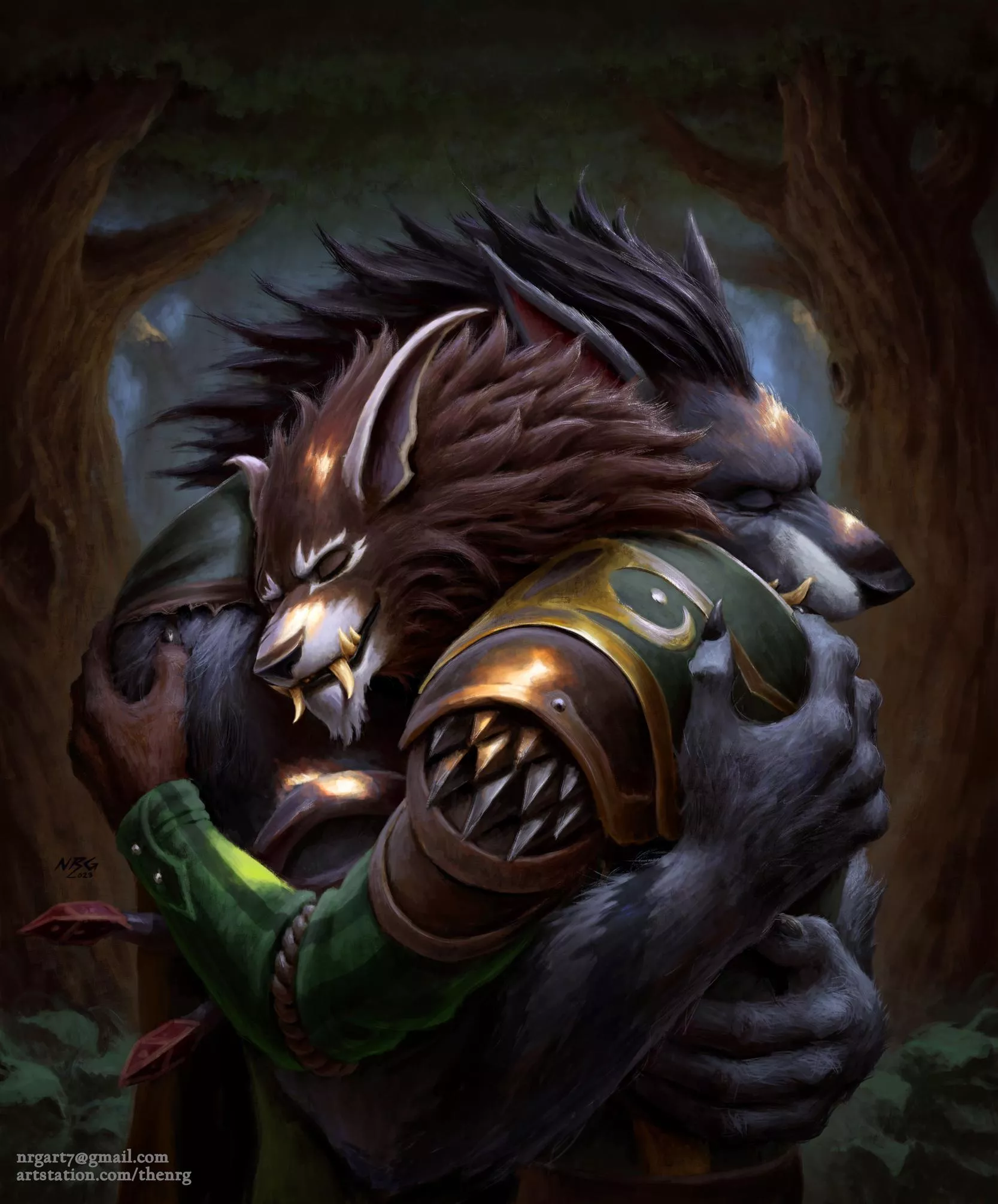 Hugging a friend (art by me)