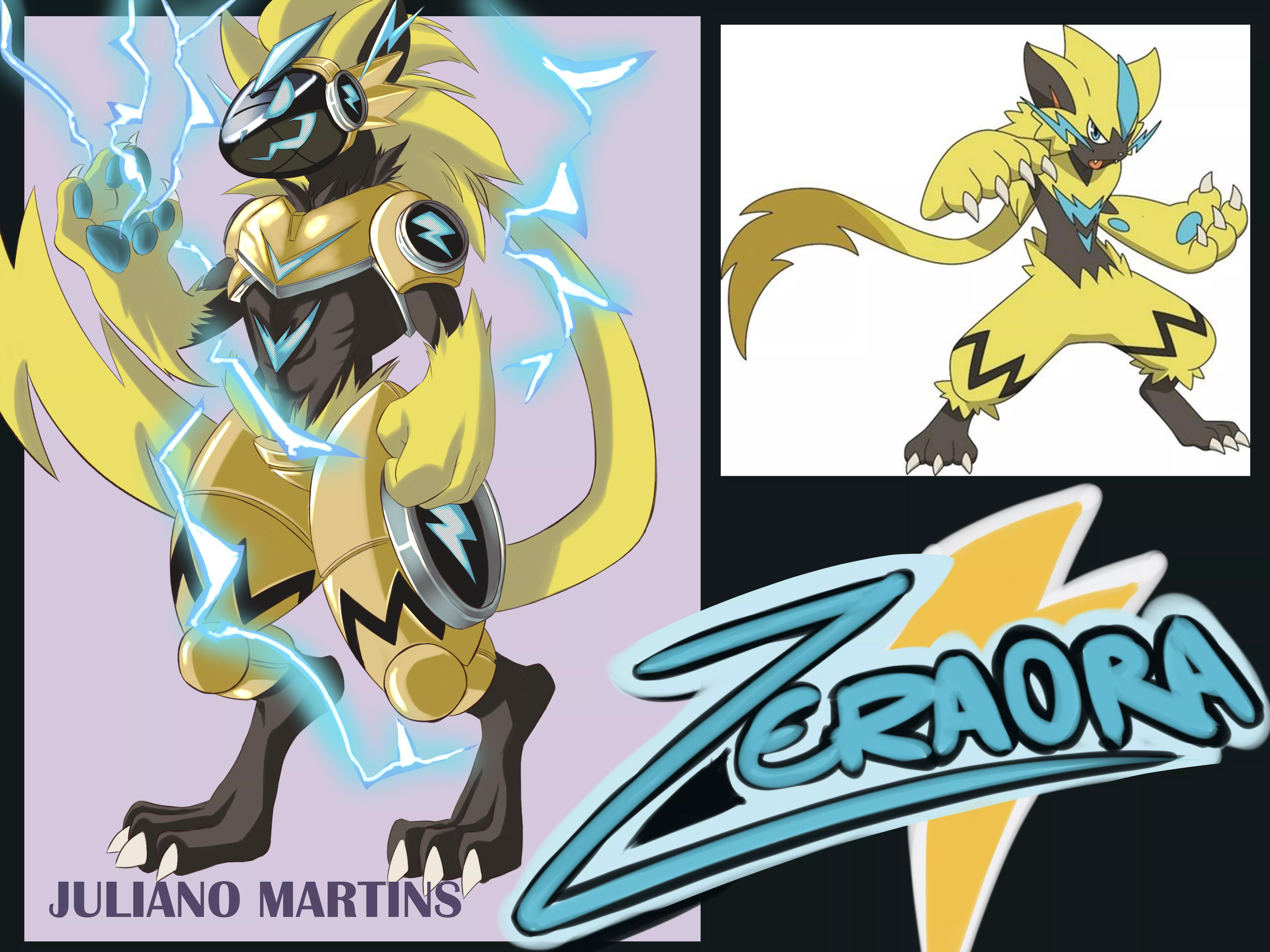 I was imagining what pokemons would be like, if they were protogens, and I ended up drawing zeraora, seriously thinking about making a series of this, what other pokemons do you think would be incredible? art by me