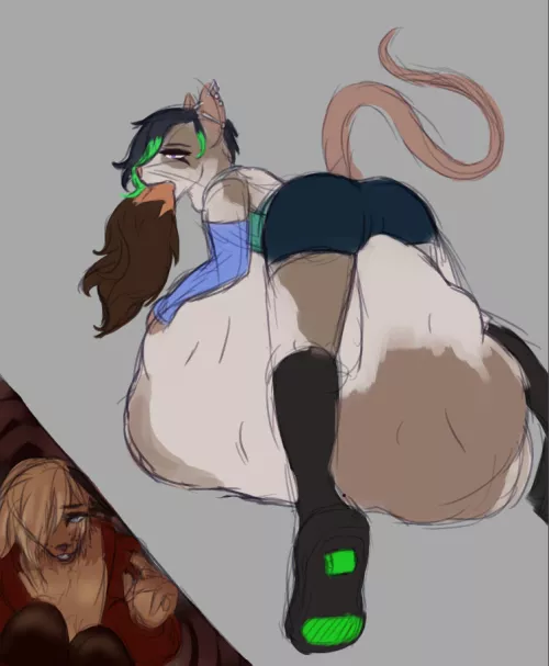 {image} playing with my food~♥︎ (drawn by me) [m/m] [furry] [small pred]