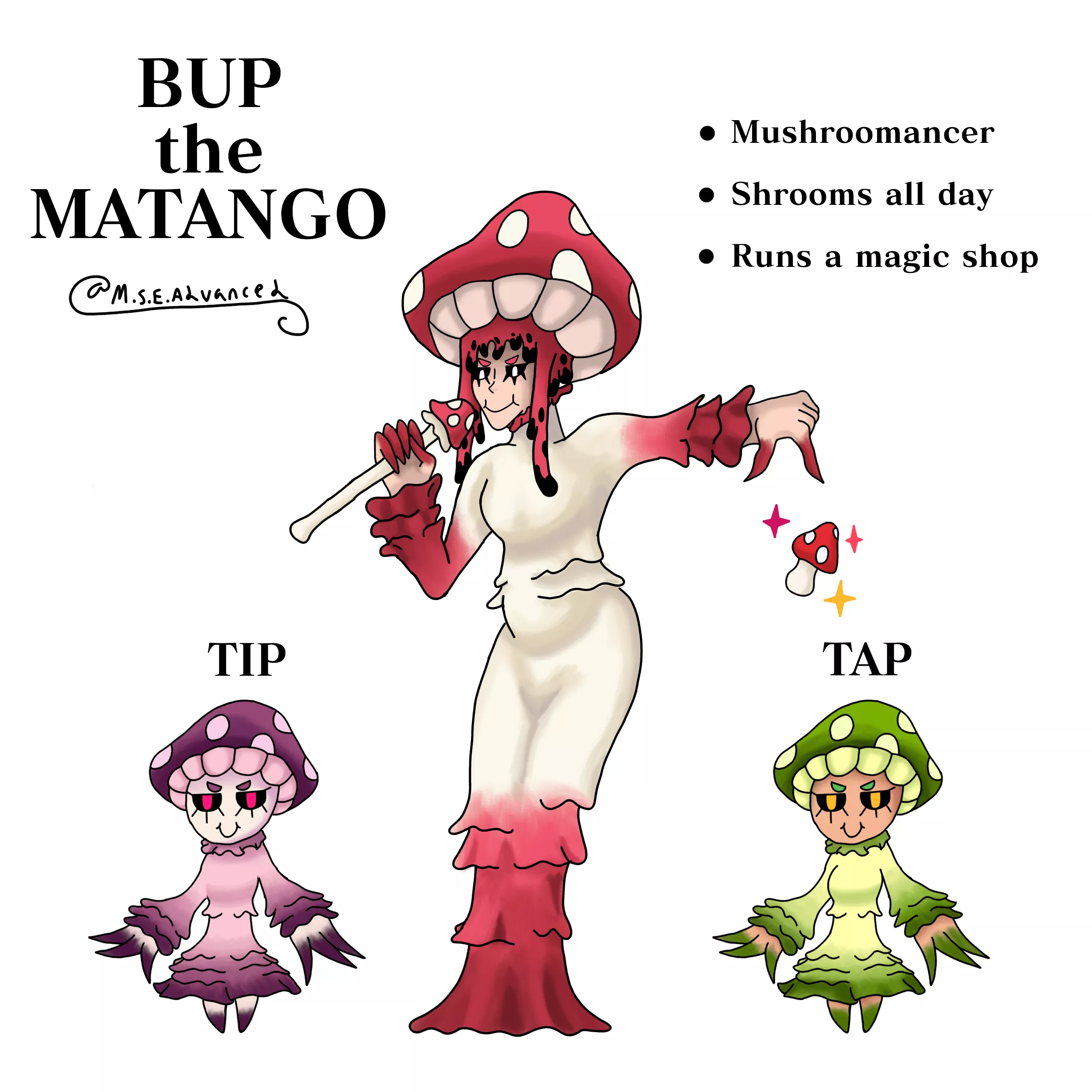 [OC] Bup, Tip, and Tap the Matango Gals