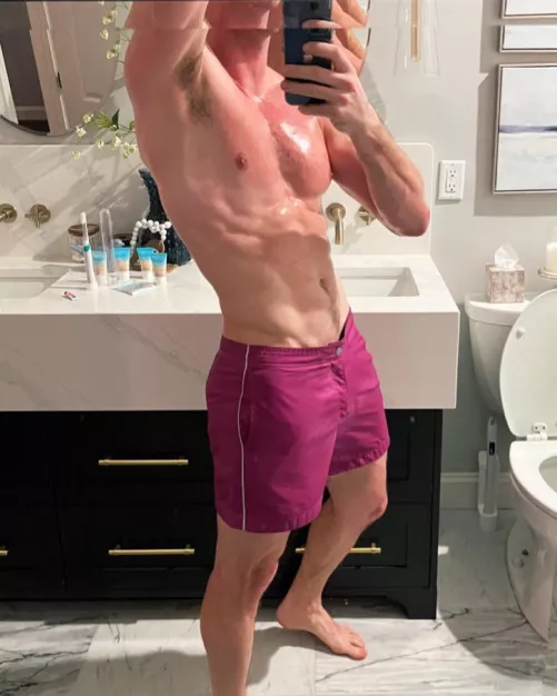 Sweaty from the sauna