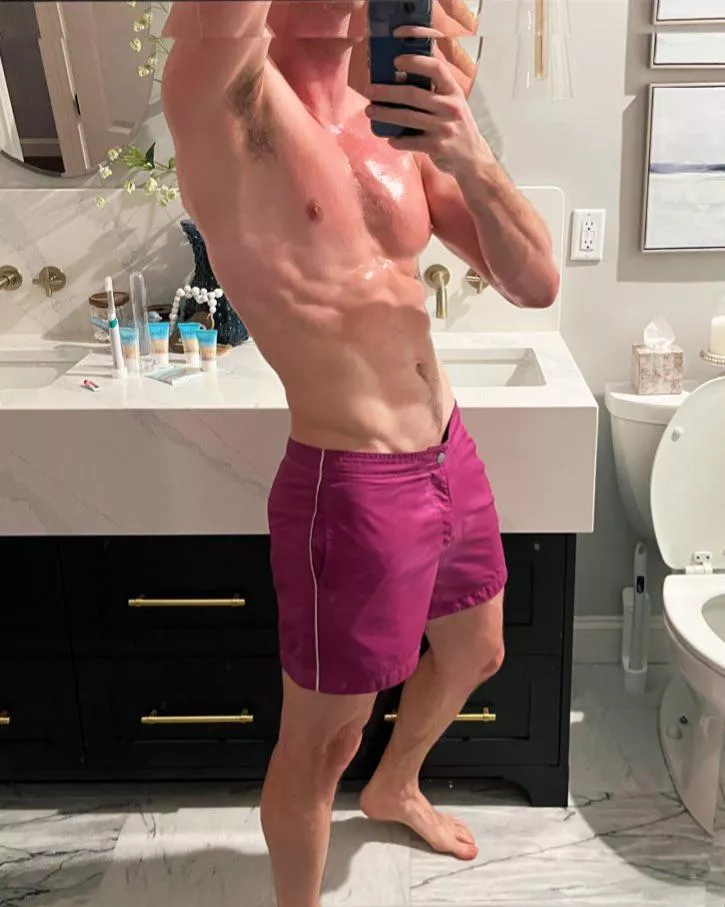 Sweaty from the sauna