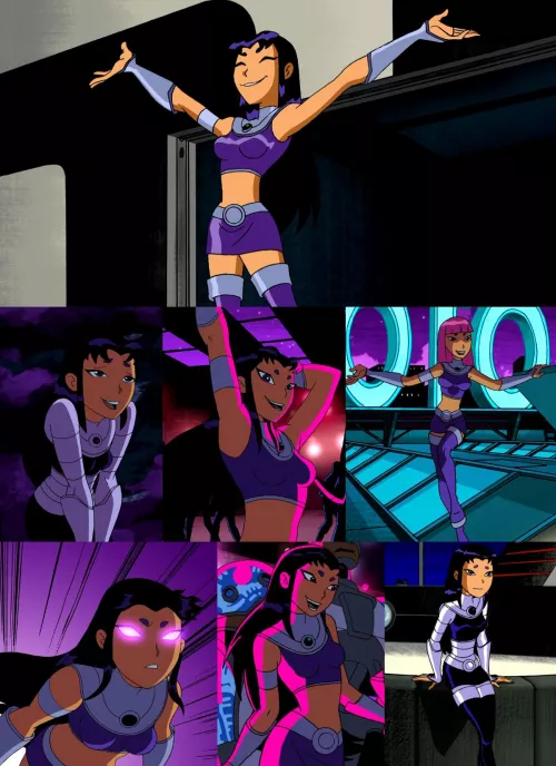 The animators did a good job animating her with one hand. [Teen Titans]
