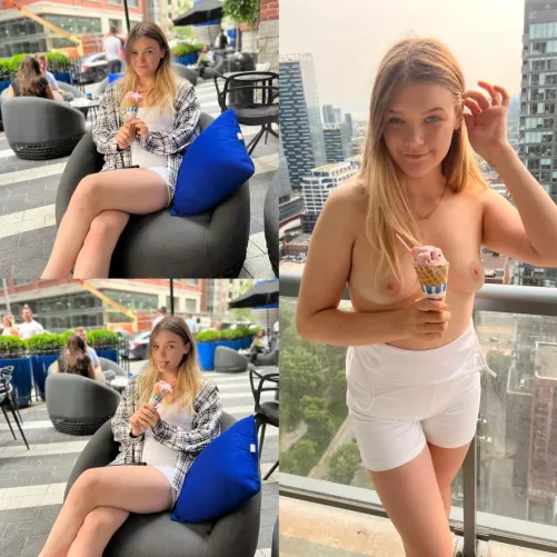 Are you licking the ice cream or me first