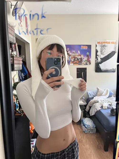 feeling adorable in my bunny hat :D