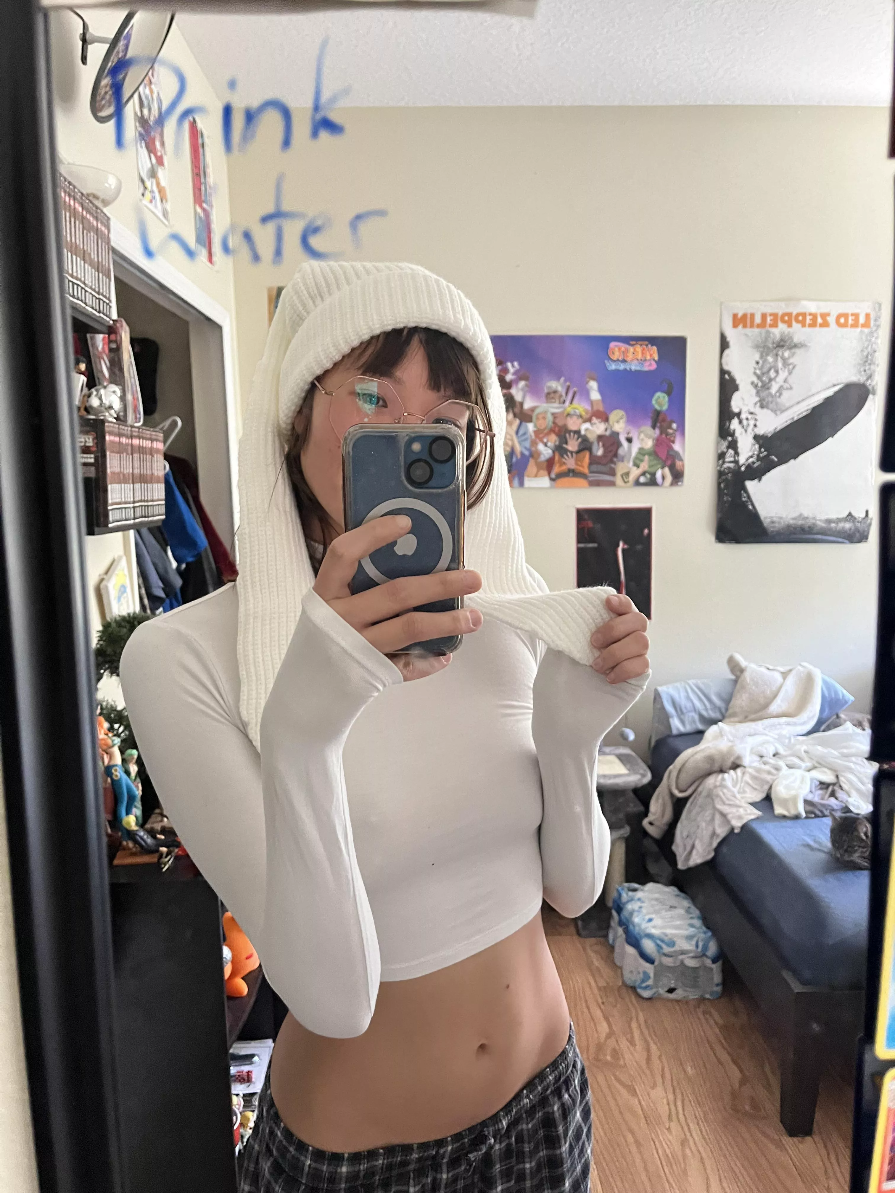 feeling adorable in my bunny hat :D