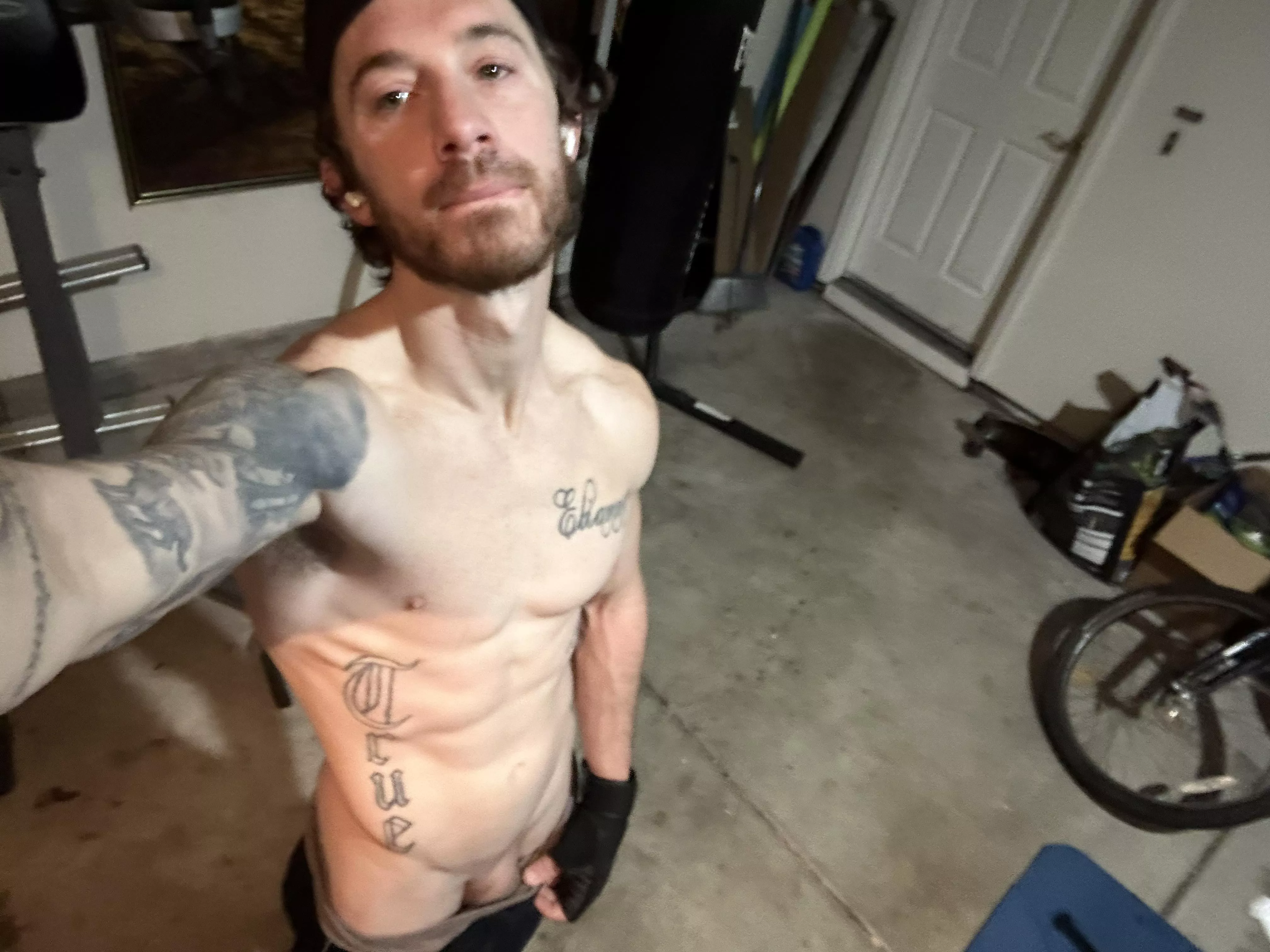 Home gym, abs showing well