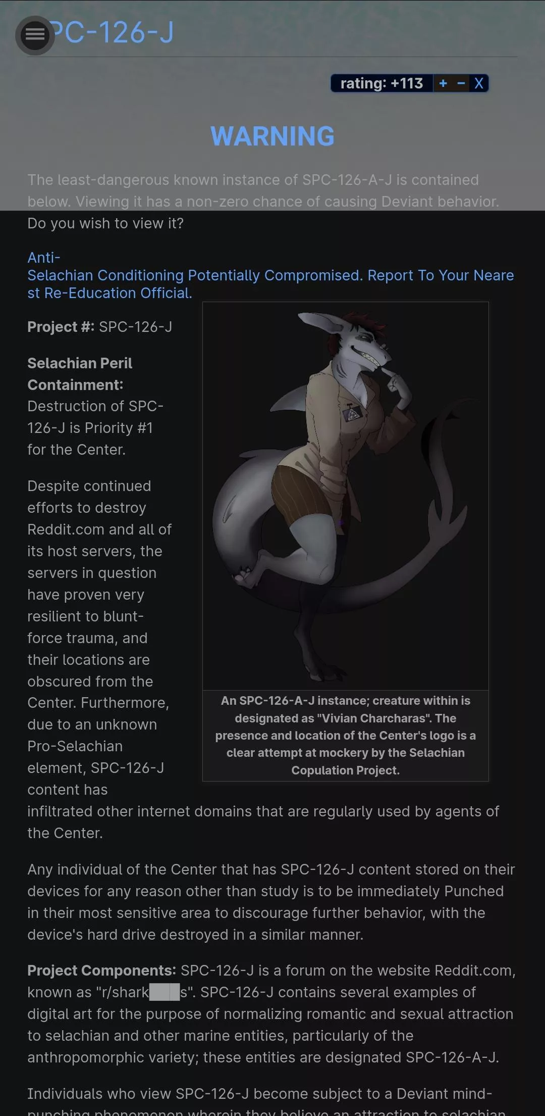 I can't believe it. This subreddit's got an SCP (SPC), even if it's a joke one