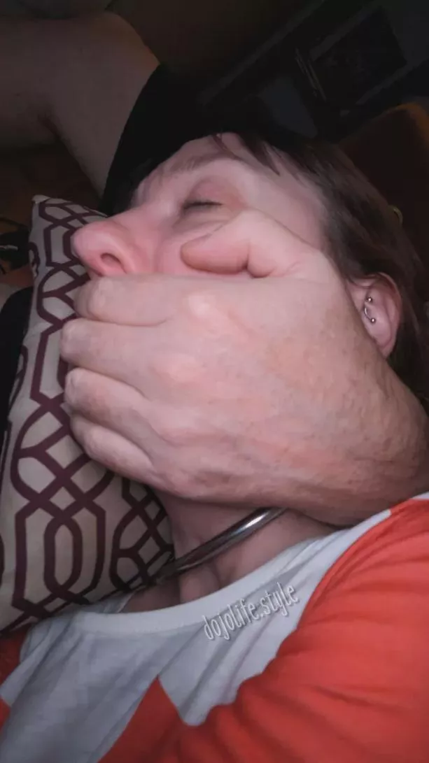 I love evenings with Sir. I get cleave gagged. If I'm lucky I am hand gagged too.