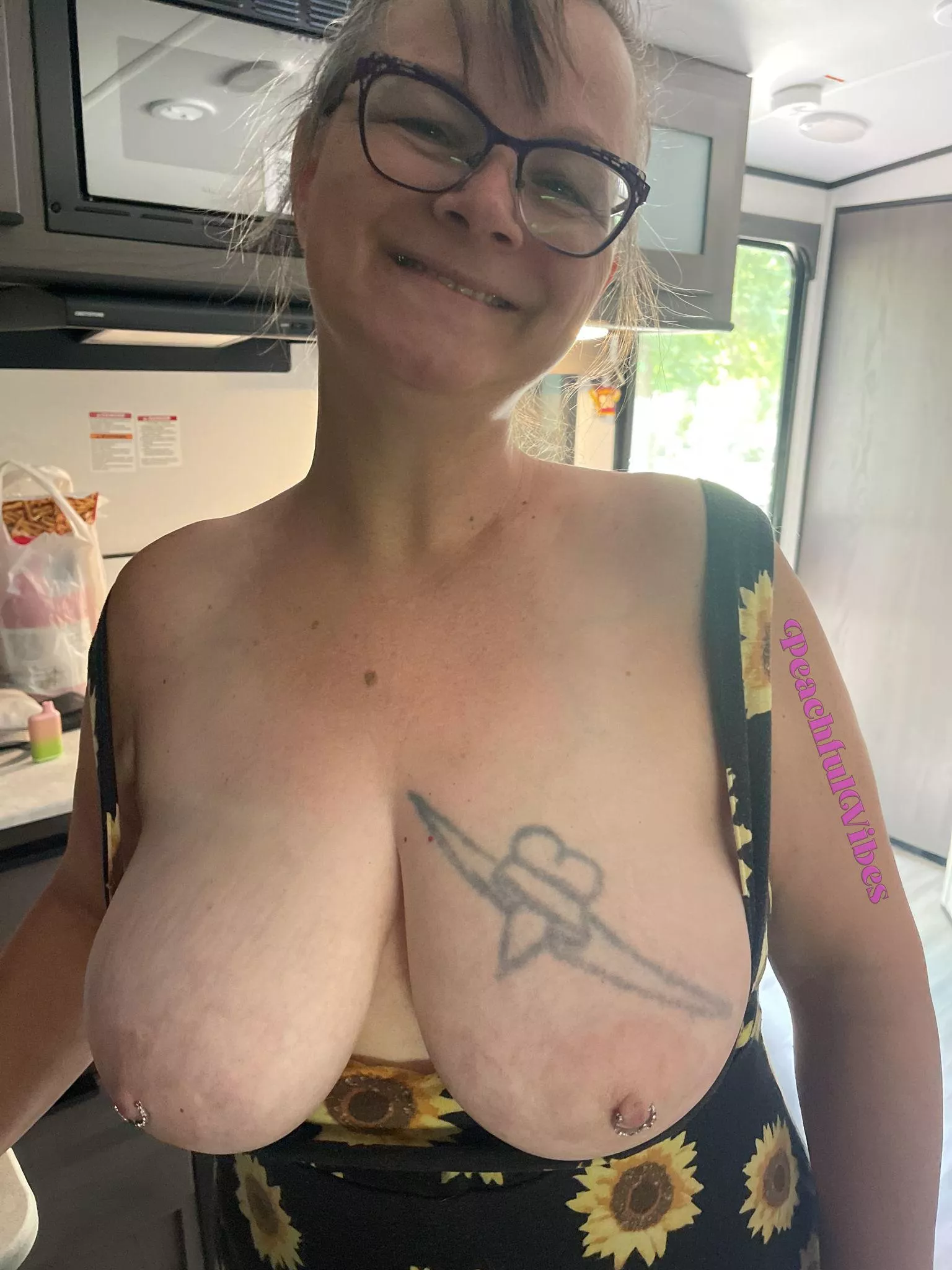 My dress was having a hard time containing my big tits