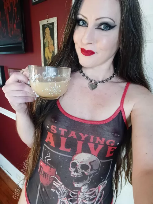 Nothing better than starting the day with coffee and pierced nipples (42F)