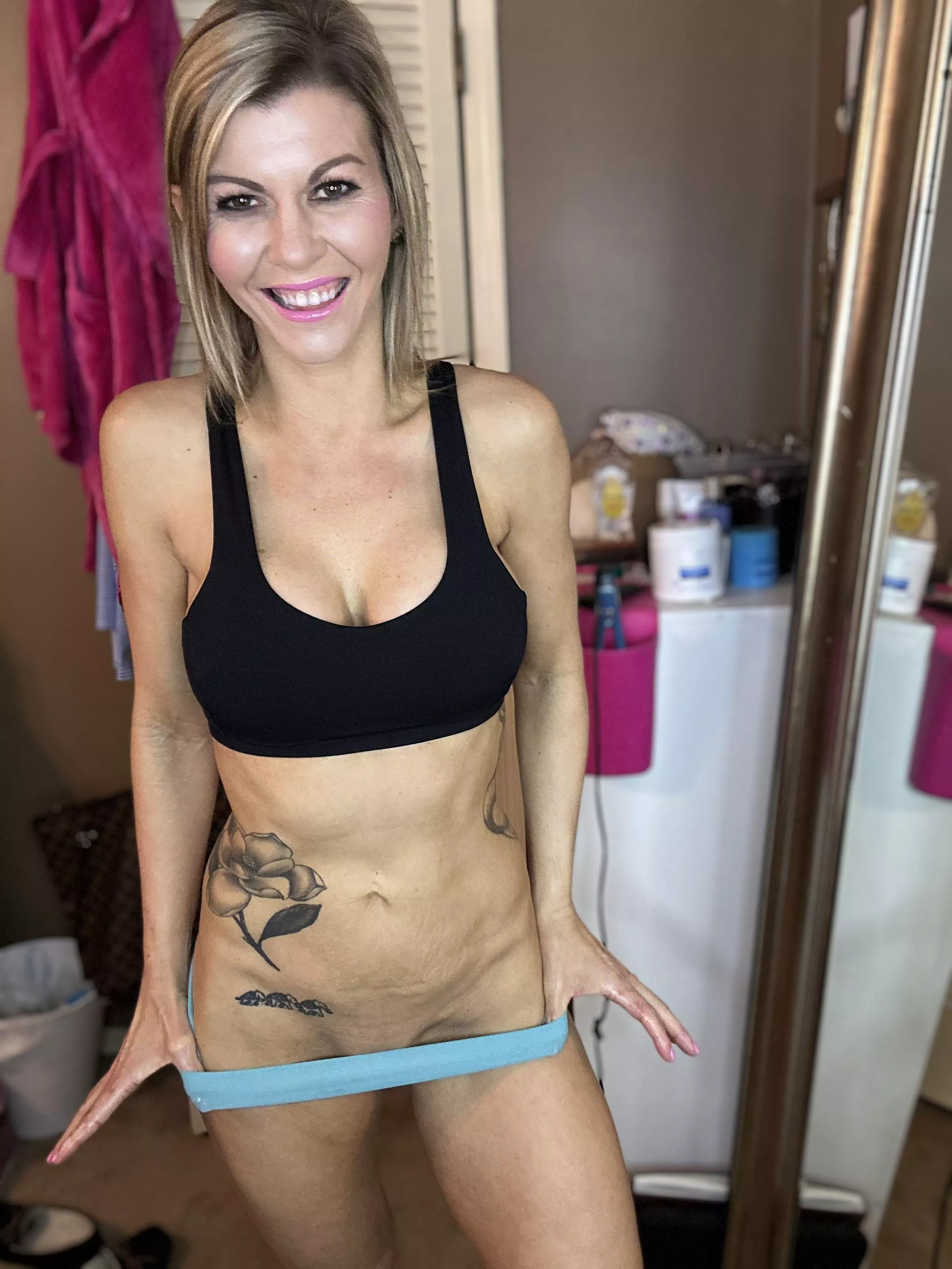 The stomach is toned all the way down…….