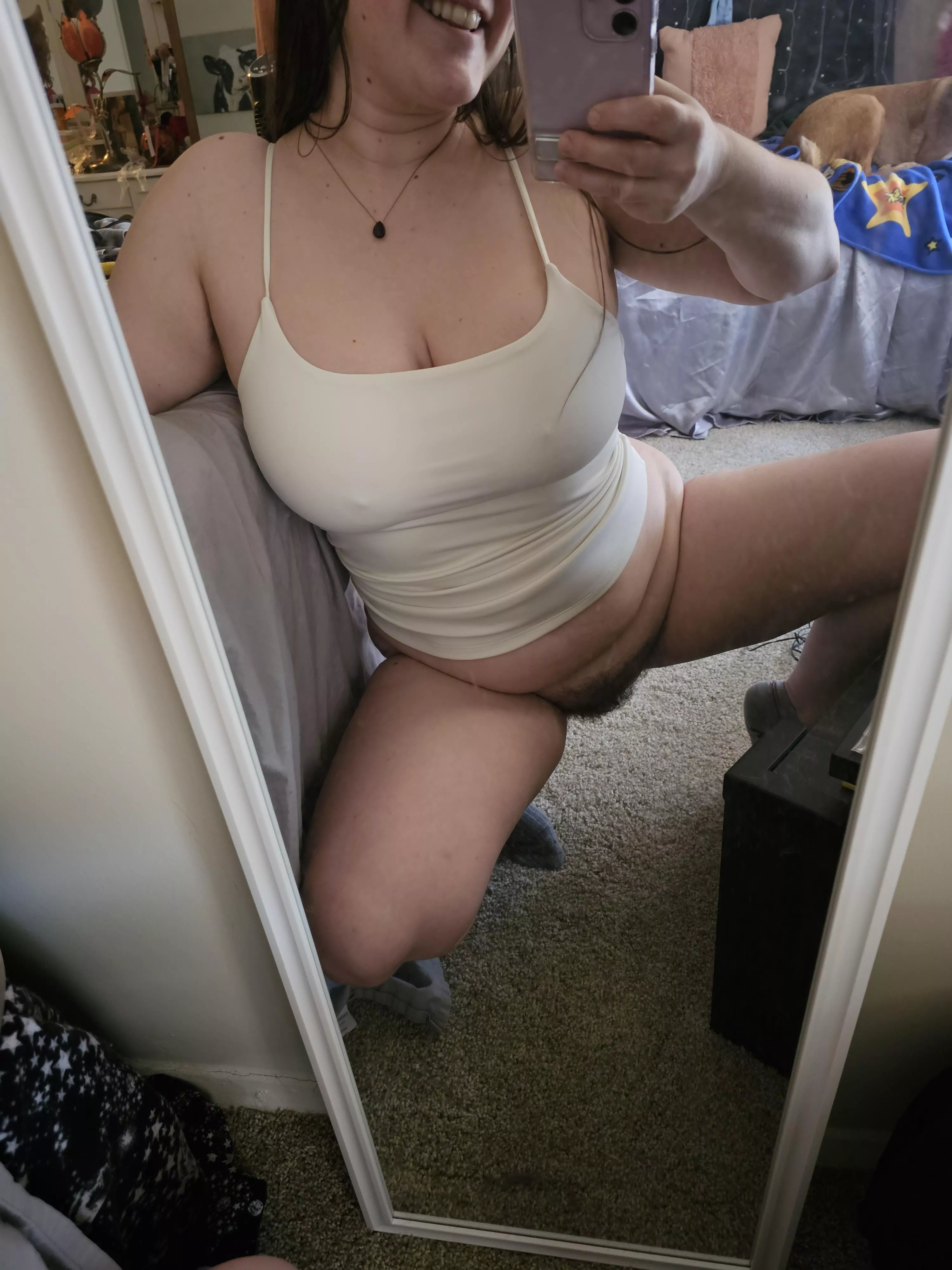 Thick bush, happy woman