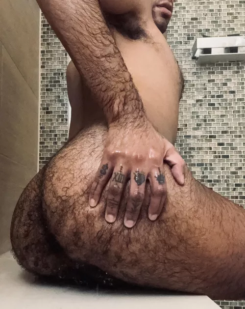 Wet and hairy ass