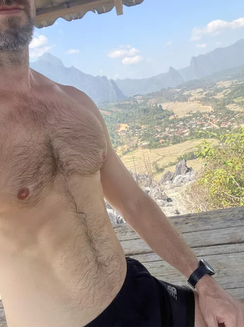 Wet chest hair during a run in the heat 🥵