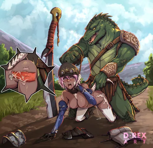 An encounter with a lizardman on the crossroads (d-rex) [Final fantasy]