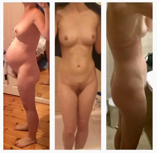 (F) 41, 135lbs, 5’6 mom of 2 - my body through pregnancy. Insecure about my small boobs.