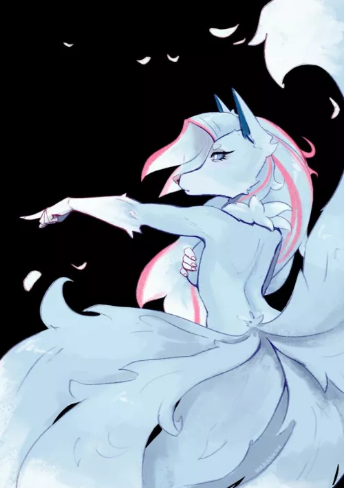 Hi-hi! Look at my last ych drawing. A nine-tailed named Spine.