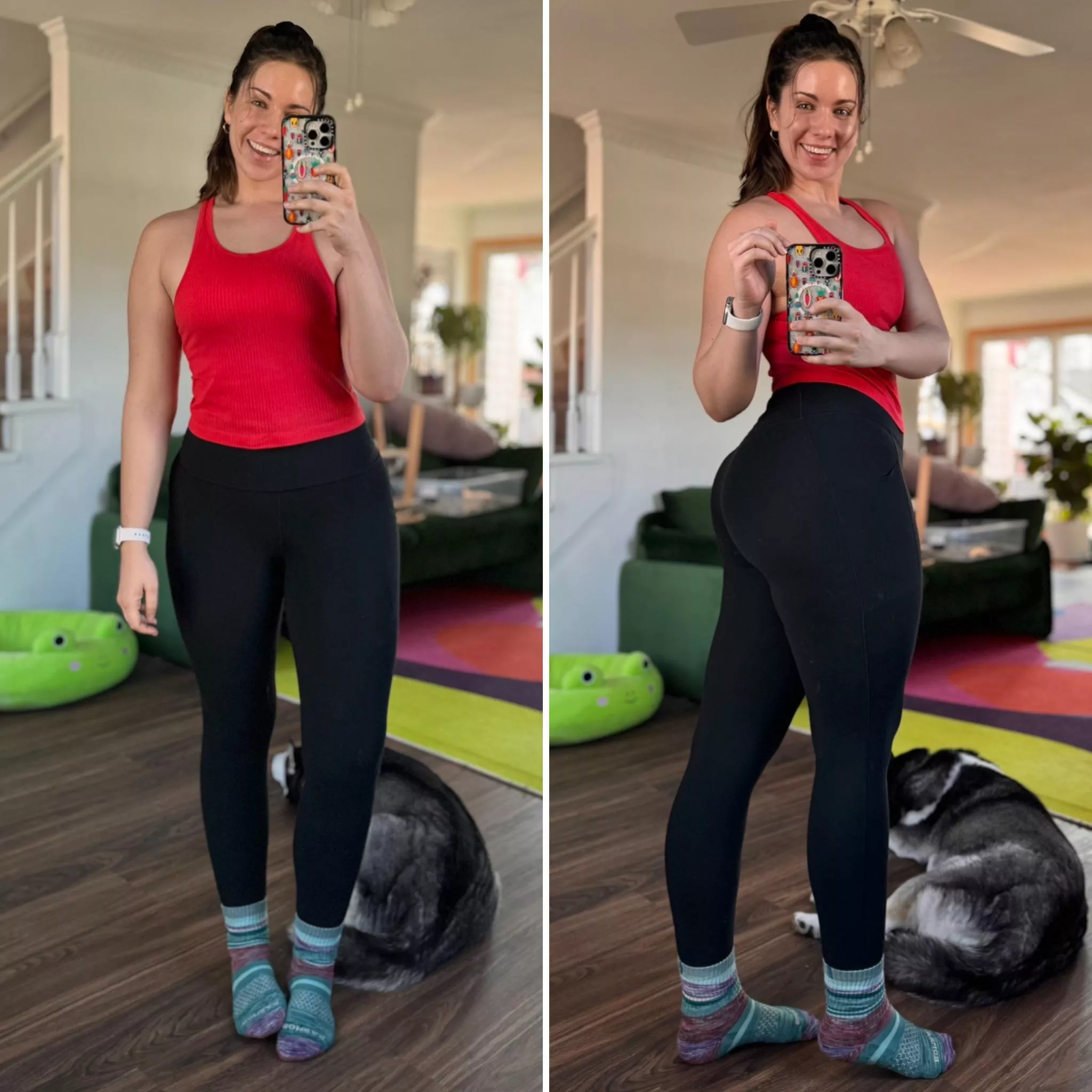 Leggings and a high pony