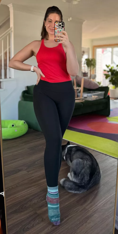 Legs in yoga pants