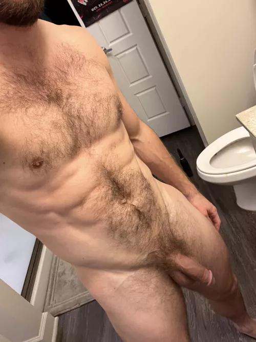 Sweaty and butt naked