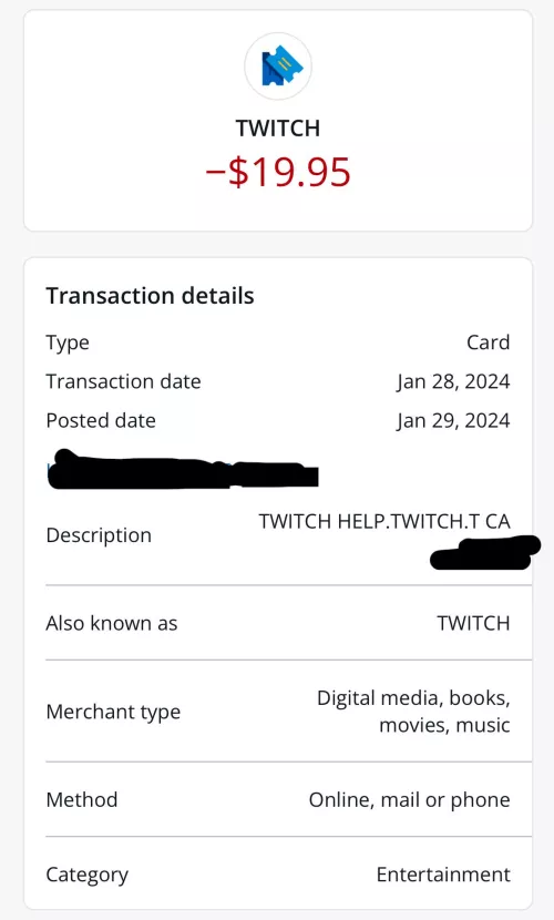 What is this charge? I don’t use twitch