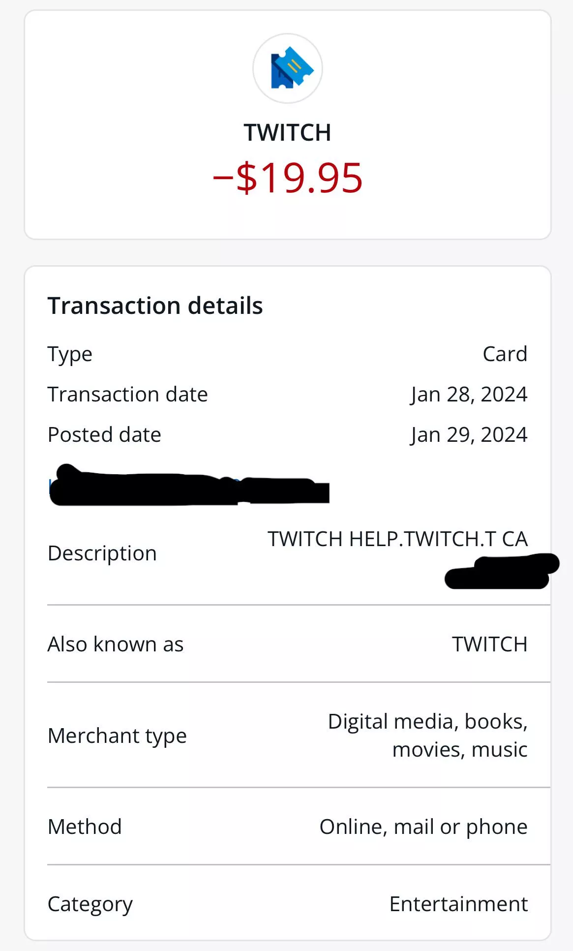 What is this charge? I don’t use twitch