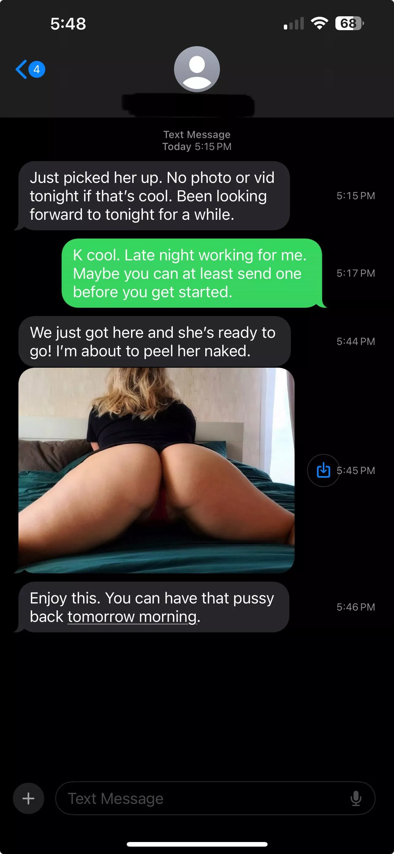 Wife’s date night with her stag/bf. A sleepover where I will pick her up the next day from a full night of fucking. Late night working but a day to reclaim her tomorrow.