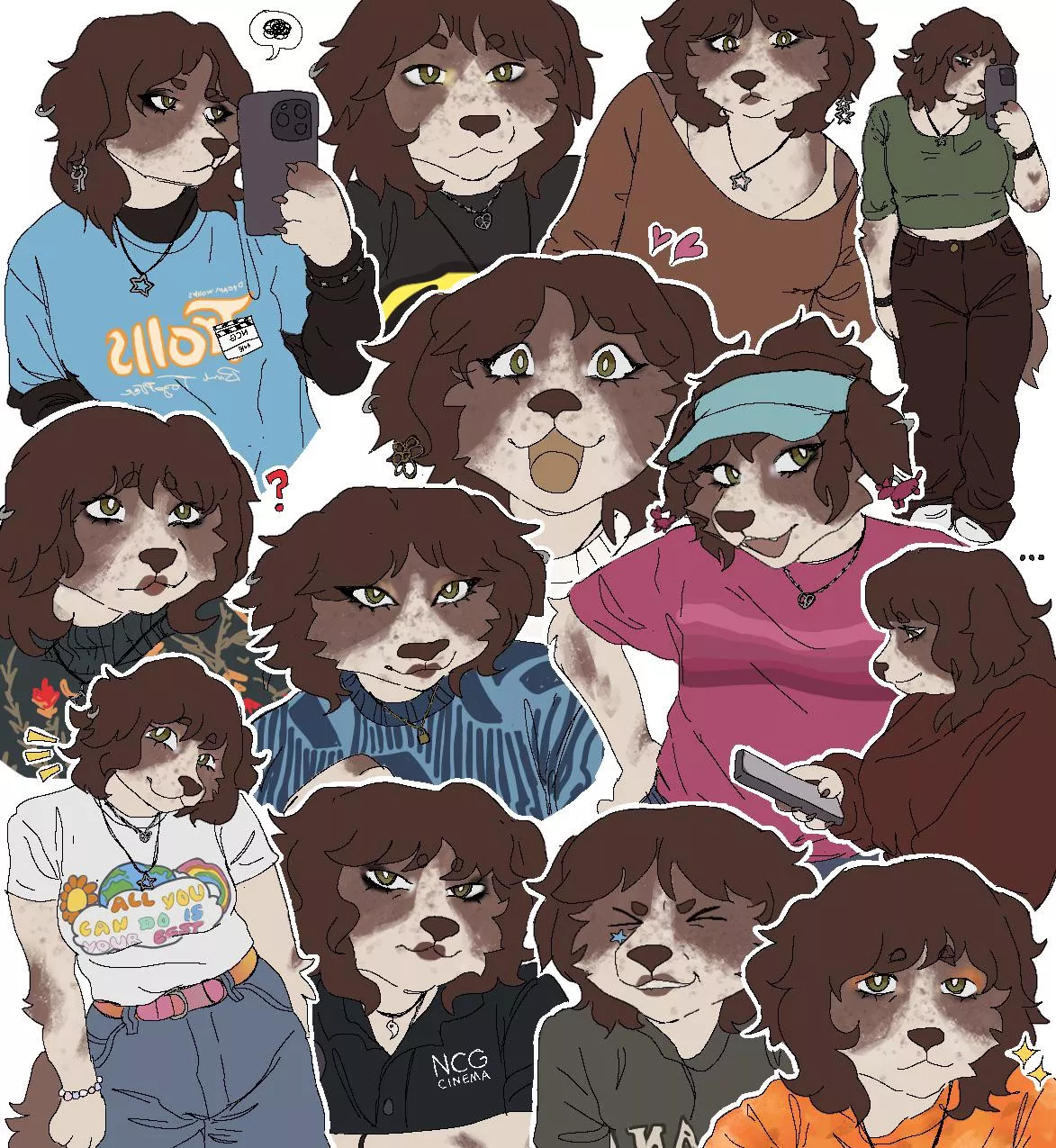 WIP of my fursona (as different pics of me)