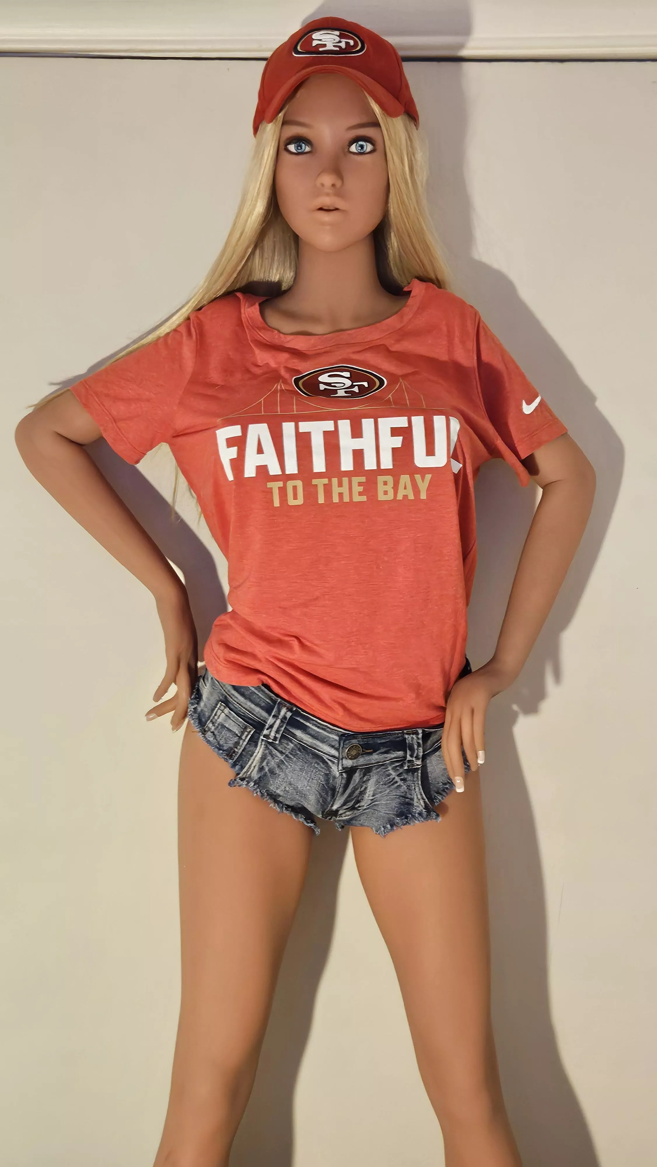 Chloe showing her Superbowl colors