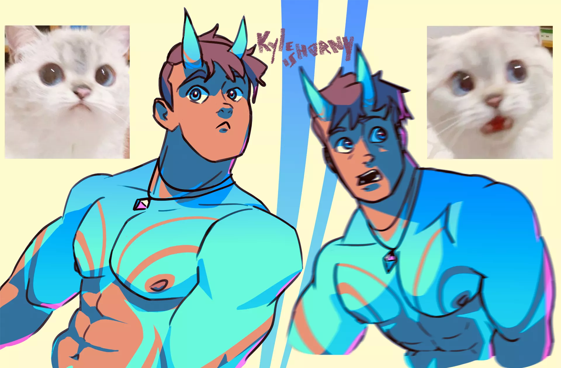 doing expression practice using cat memes as reference, Kyle [OC] by me/kyleishorny