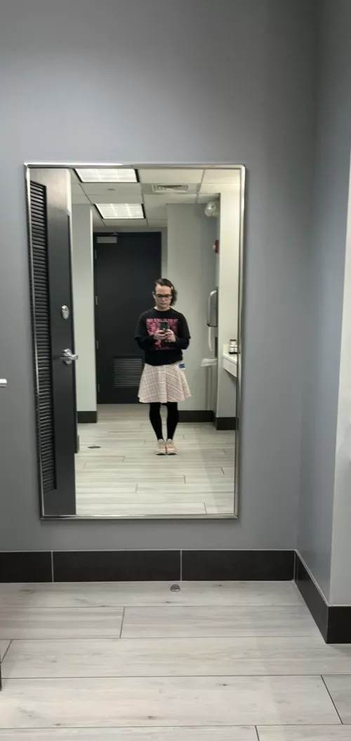 First time posting/wearing a skirt to work (that wasn't Halloween.) I'm older, but smol, please be nice! :3