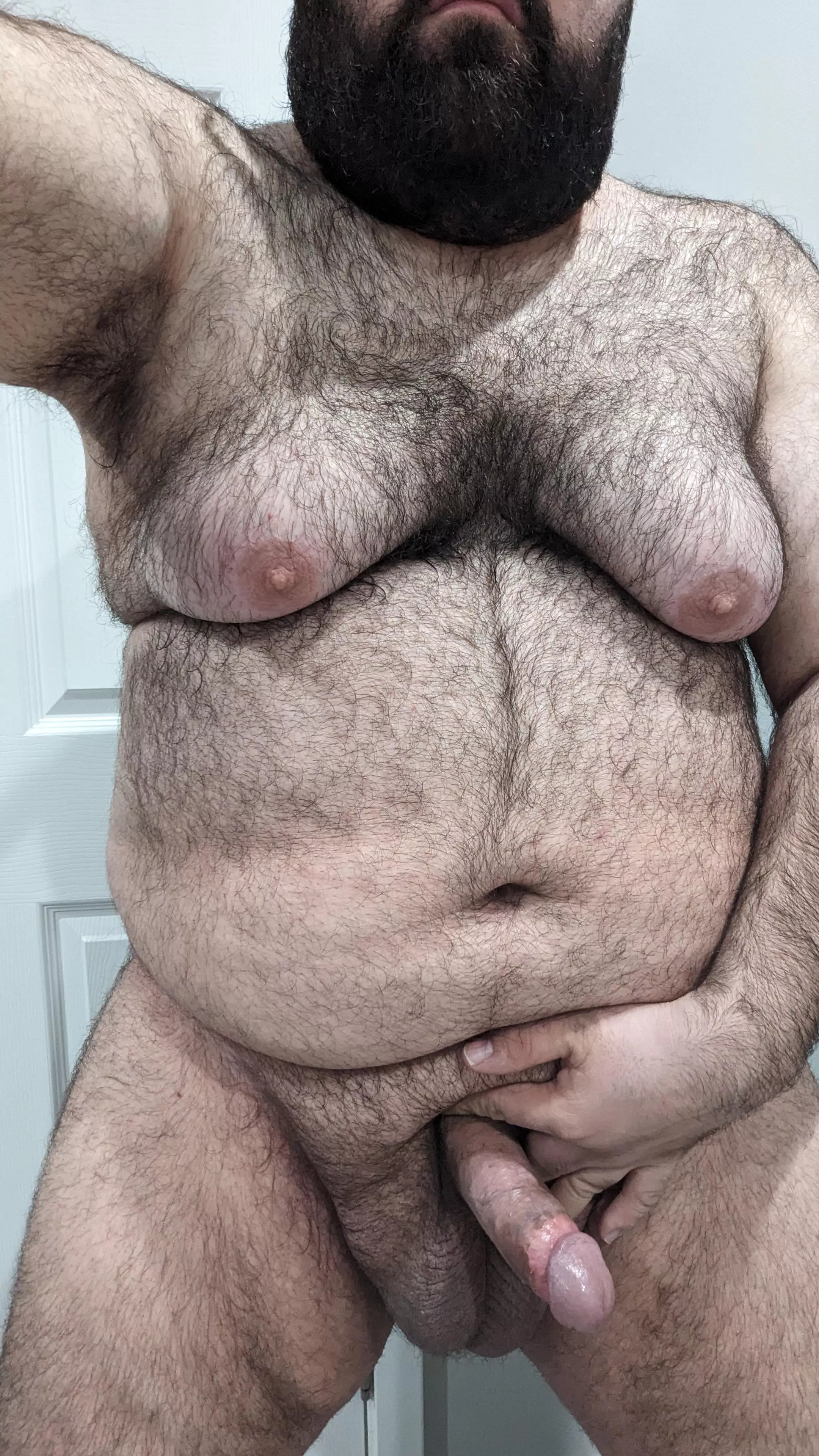 Fresh out the shower, air drying.