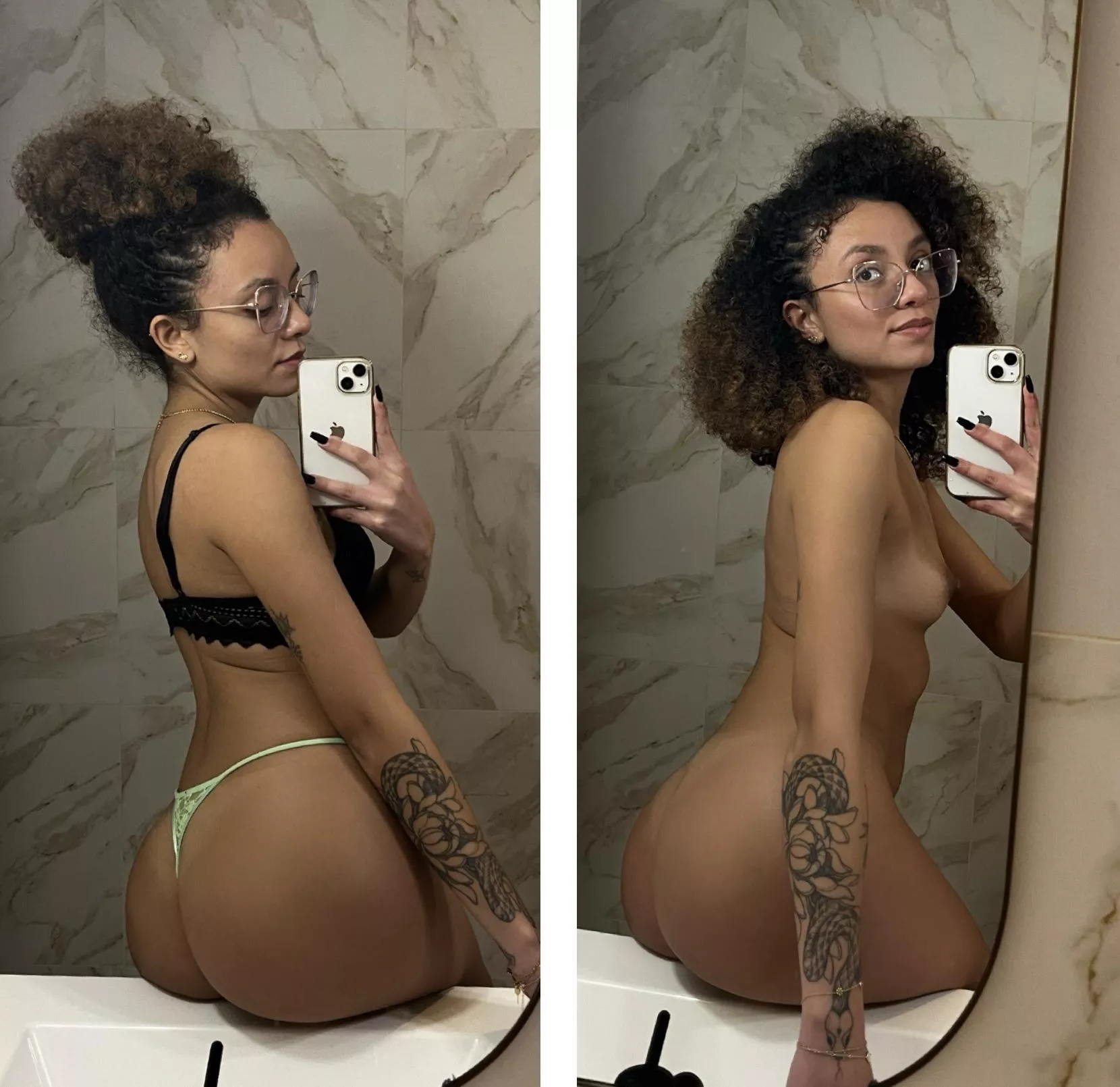 Hair tied up and in underwear, natural hair whithout underwear?