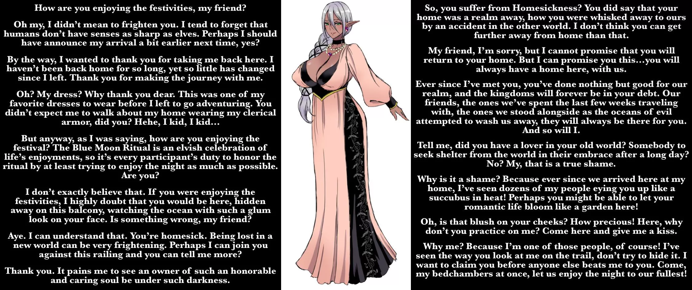 Homesick [isekai’d reader X elf friend] [conversation] [wholesome] [gender neutral POV] [friends to lovers]