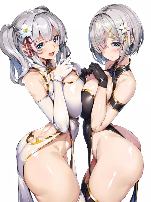 Kashima and Hamakaze in Chinese dresses