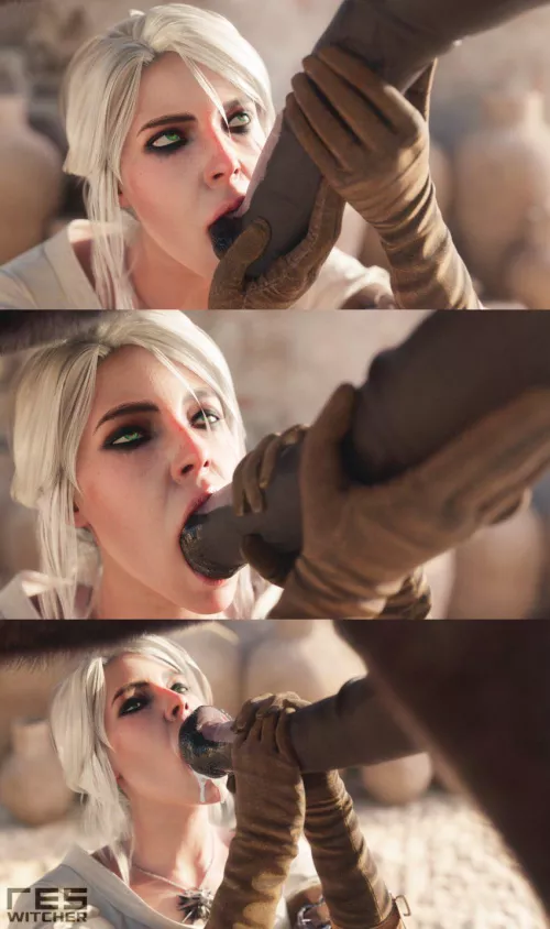 Losing Yourself to Your Lust and Sucking Your Travel Companion's Arm-sized Cock until It Drips Down Your Chin (Art by WitcherRES)