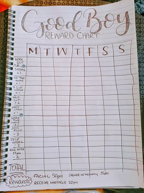 Reposting as requested. My good submissive boy is trying to lose some weight this year, but is failing to do so due to his bad habits and behaviours. In order to rectify his attitude and ensure he meets my expectations, as well as his goals, I have devel