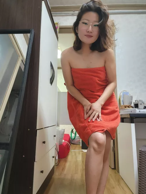 smiling after shower