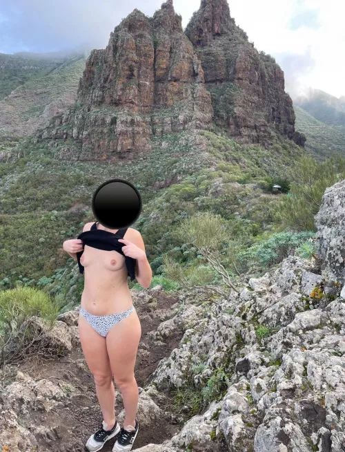 Topless hiking. hihi