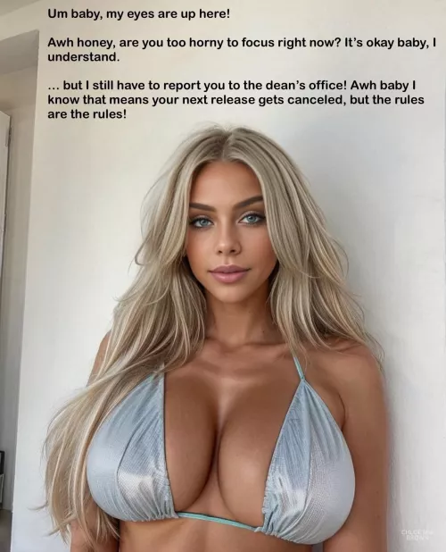 Um baby, my eyes are up here!