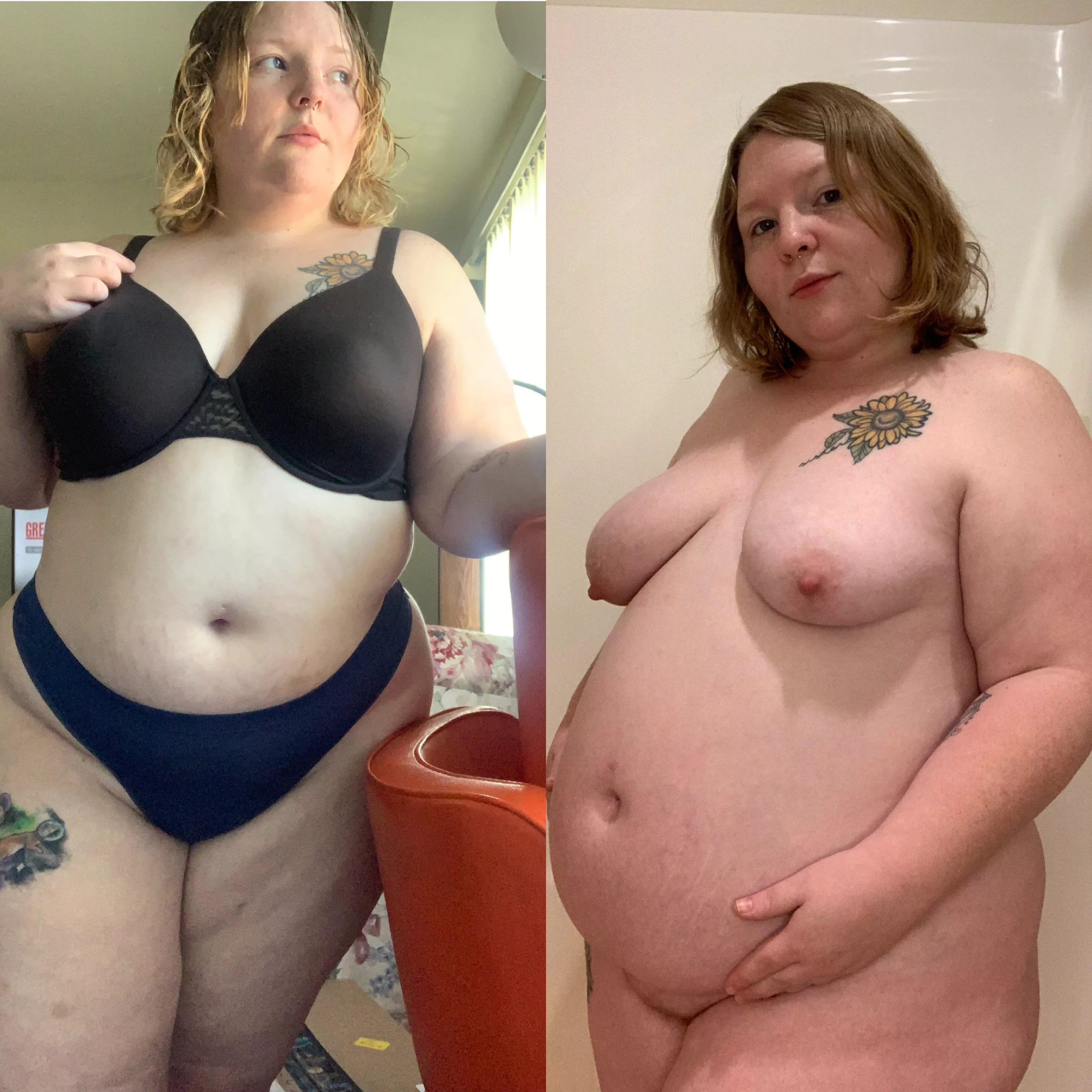 8 months pregnant before/after