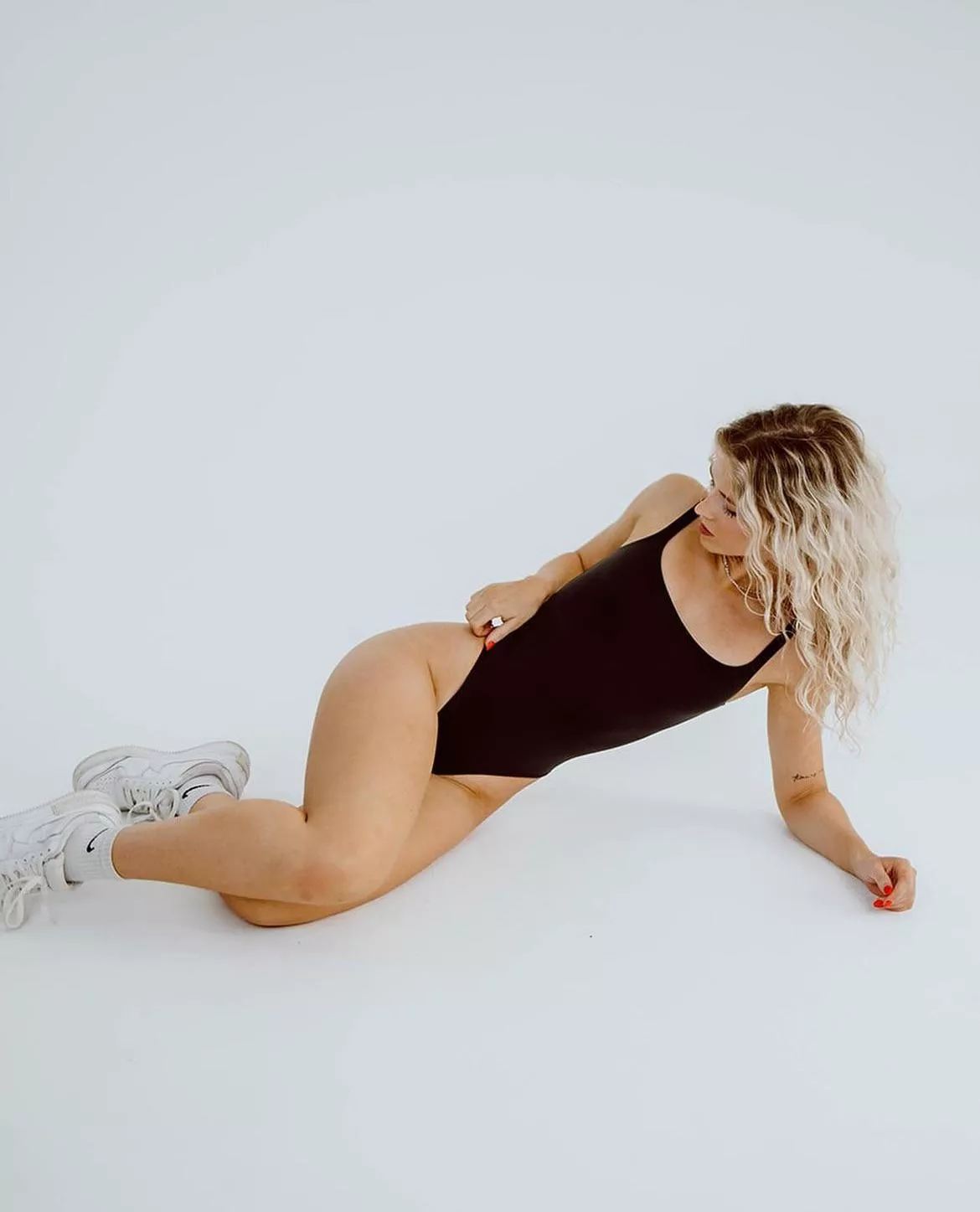 Blonde in black