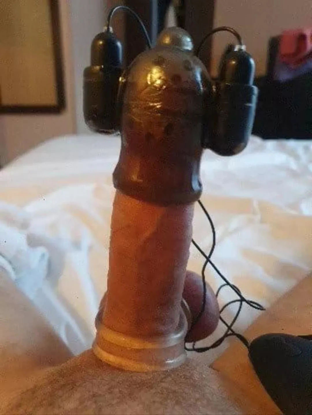 Edging toy. Can't jerk off, just gooning for hours with vibrations on the gland. Most intense orgasm ever. The balls ring added to the intensity