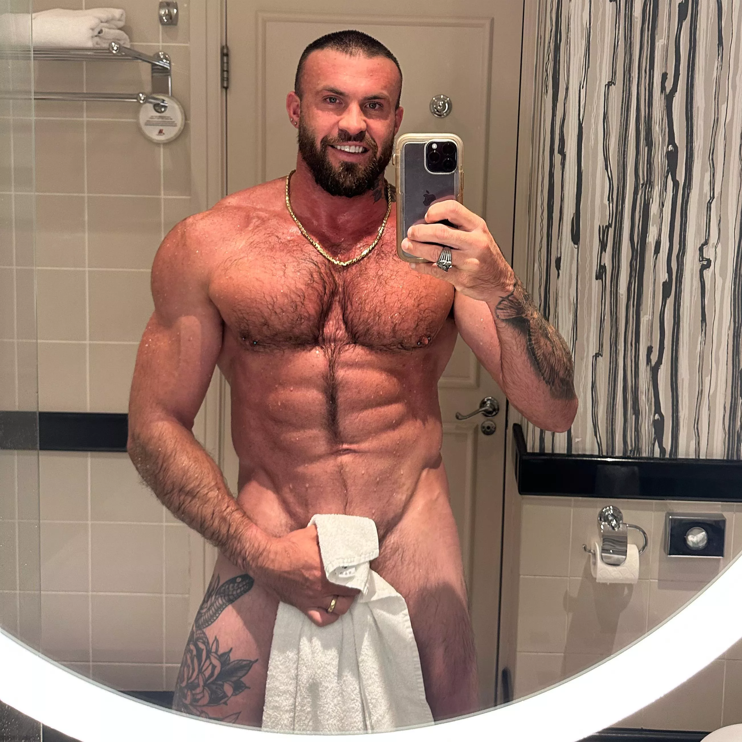 Fresh out of the shower. Which part of me are you tasting first?