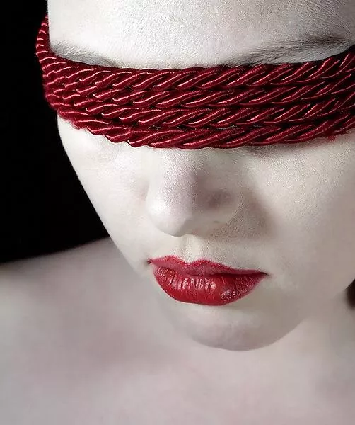 Interesting style of blindfold.