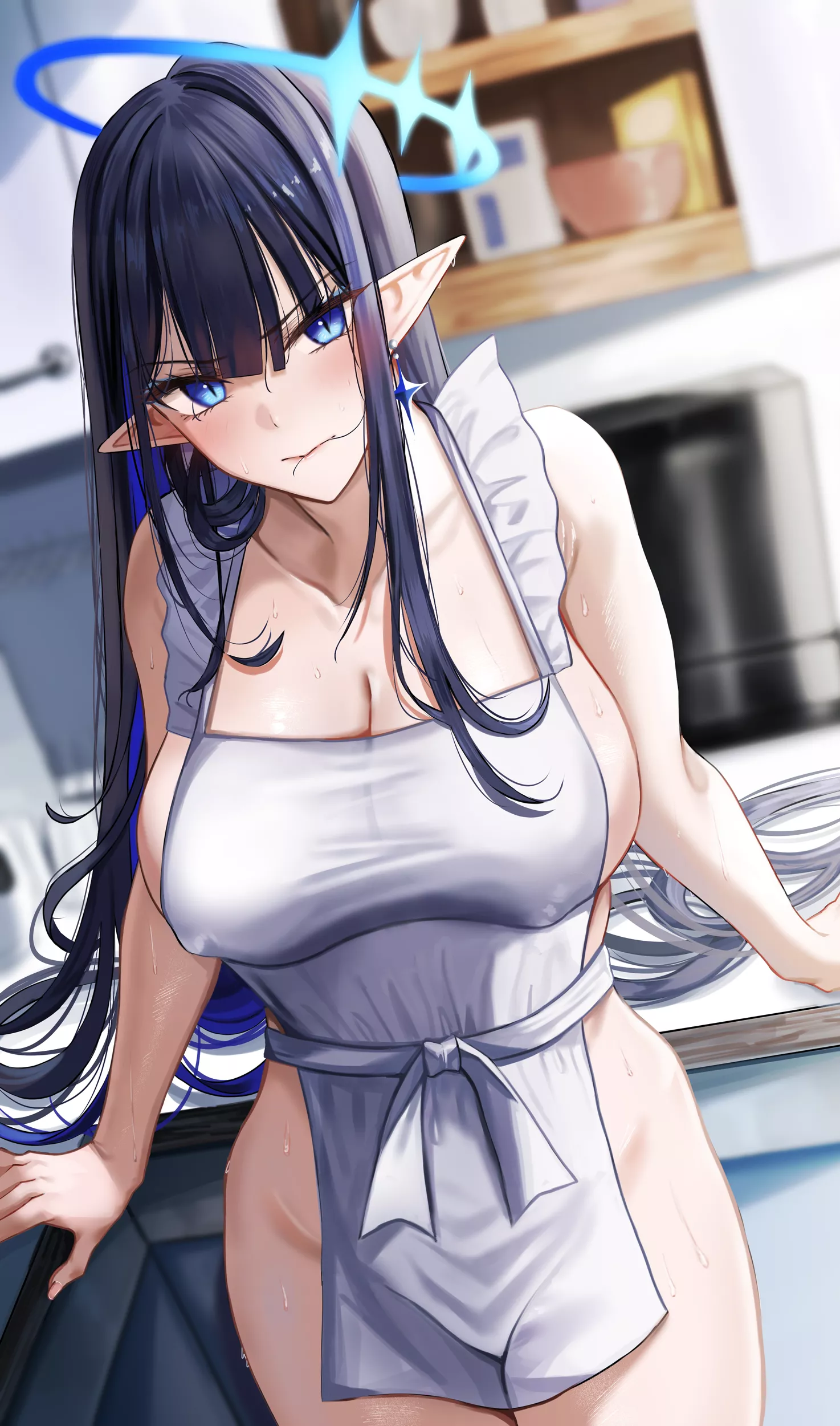Nanakami Rin in naked apron [Blue Archive]