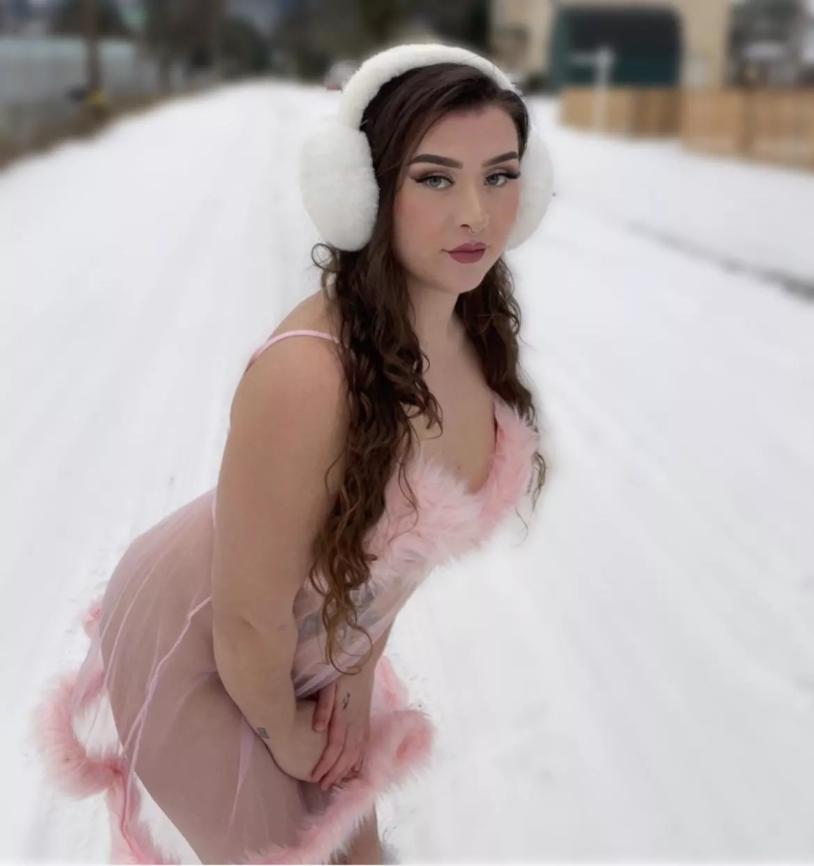 Out in the street for snow photos 🙈