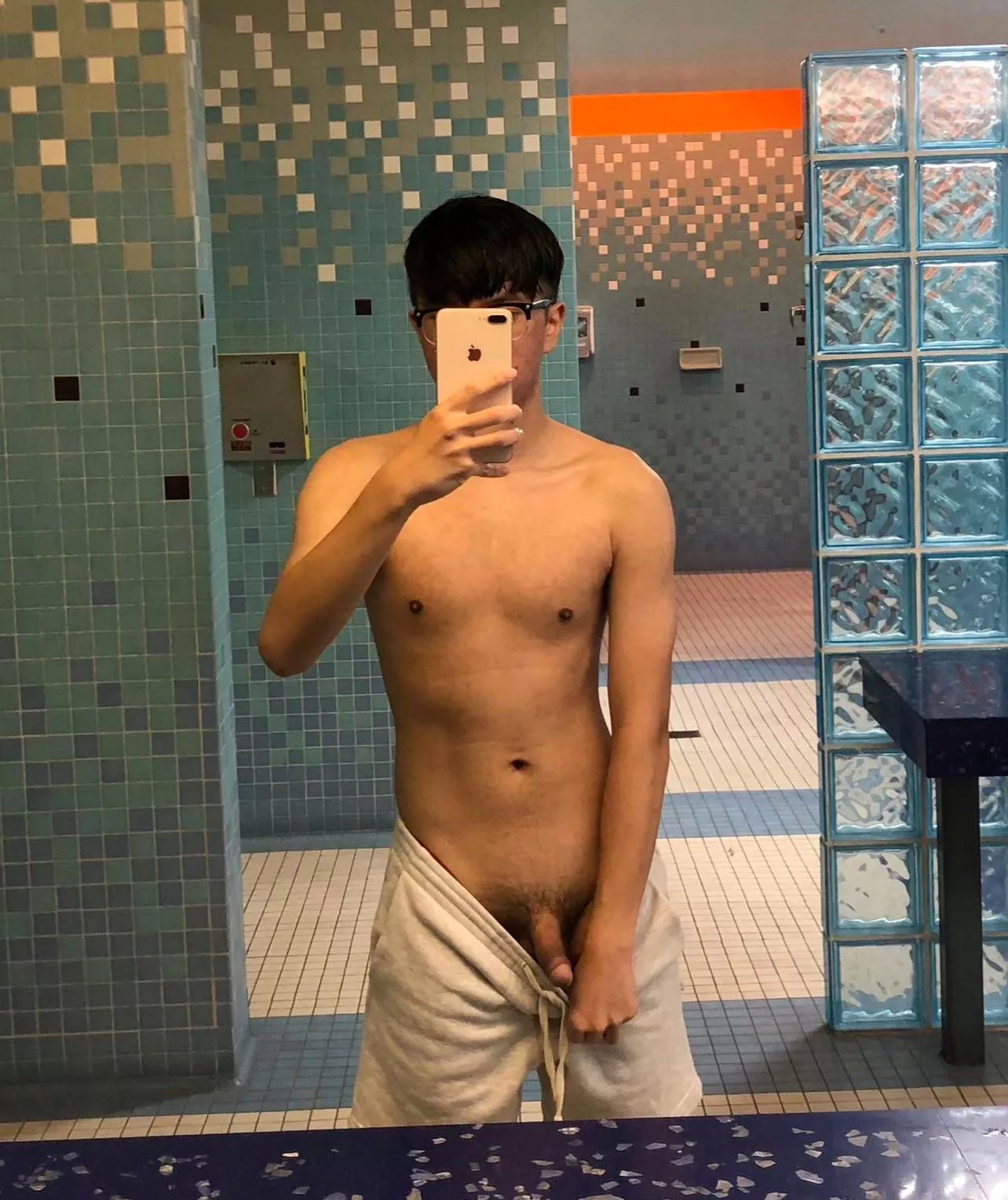 Pulling out my cock in the locker room